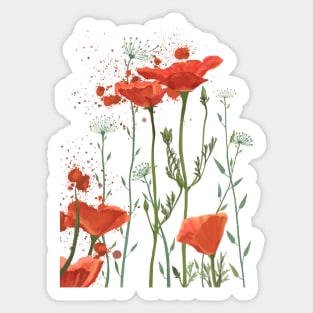 Poppies. Meadow Flowers. Sticker